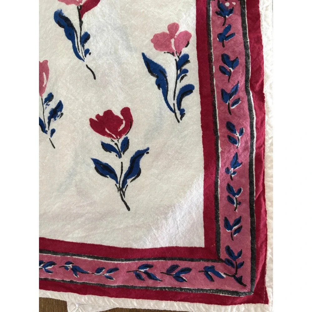Paisley Label by Kerri Cassill Tea Towels Set/2 White Floral Hand Block Print